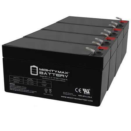 12V 1.3Ah Battery Replacement for IBT BT1.3-12 - 4 Pack -  MIGHTY MAX BATTERY, ML1.3-12MP43281